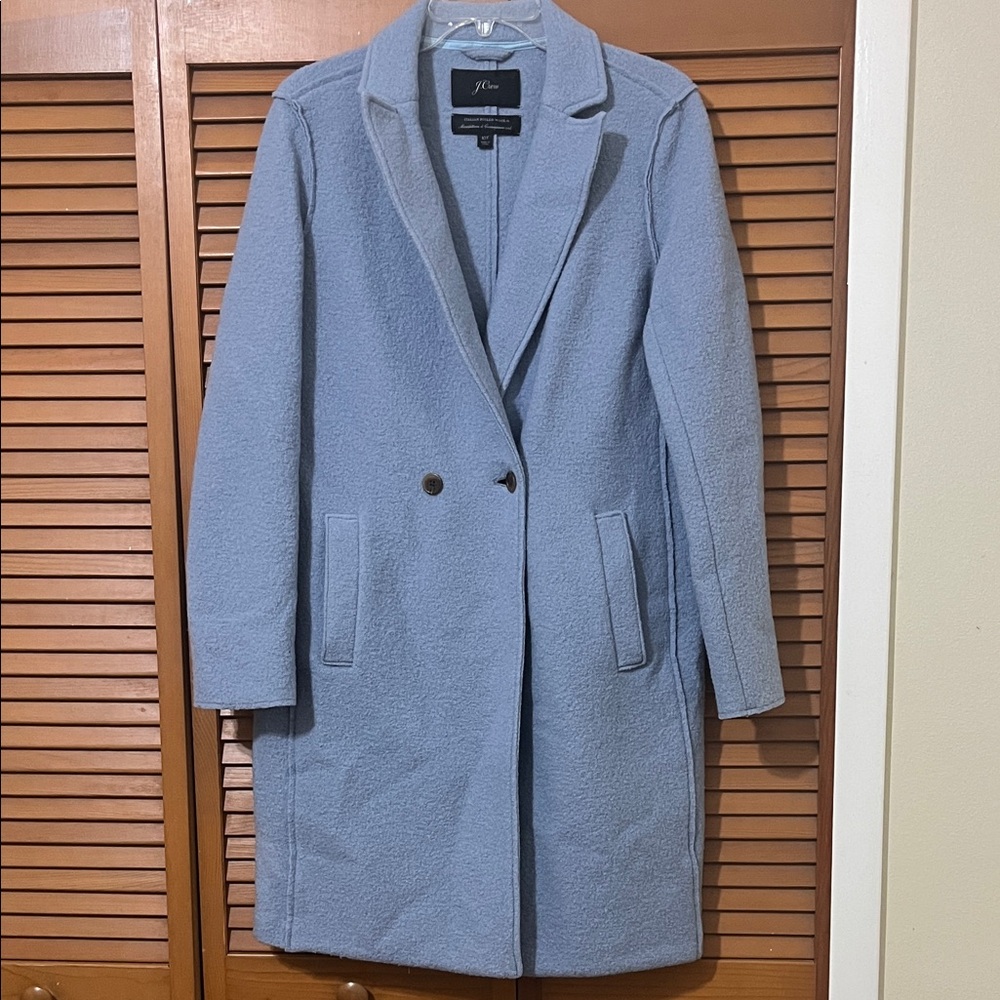 J Crew Light Blue Italian Boiled Wool Coat